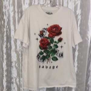 Popular Poison Savage Shirt w/Red Roses Men’s Size XL 🔥 B1